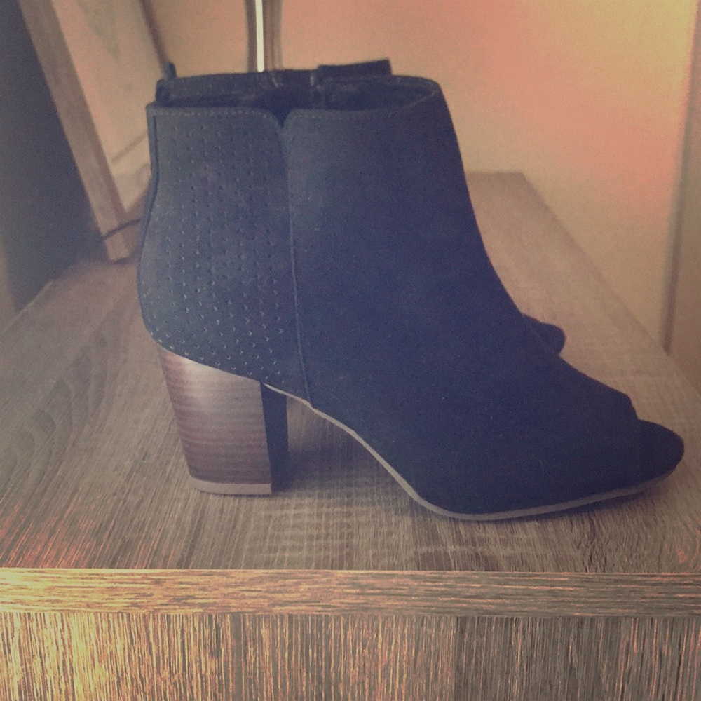 Black open toe booties